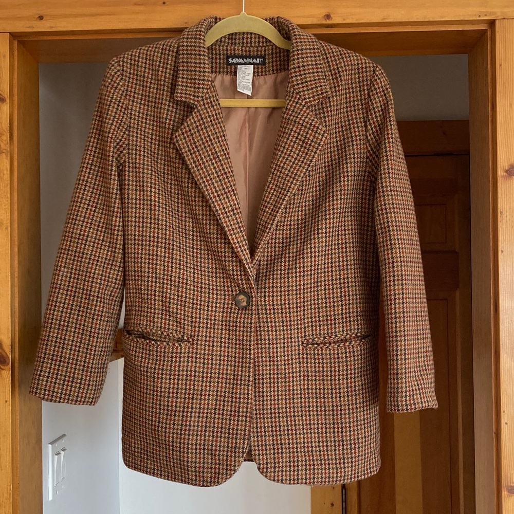 Savannah Tan and Brown Classic Wool Blazer